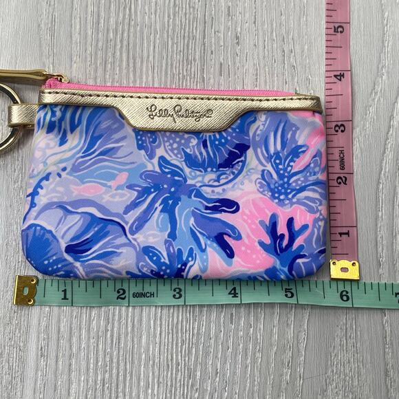 Lilly Pulitzer Pink & Blue Shade Seekers ID Care Coin Purse Mini Wallet - Picture 8 of 8